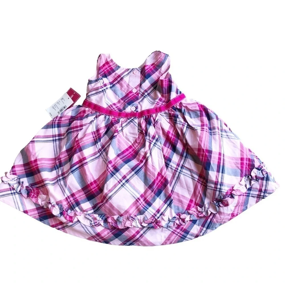 Gymboree Girls Pink Plaid Cotton Twill Dress Preppy Puppy Size 2T
